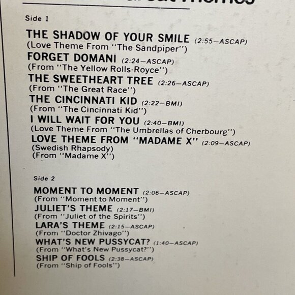 Academy Award-Winning Shadow Of Your Smile And Other Great Themes (Vinyl, 1966) - Picture 4 of 8